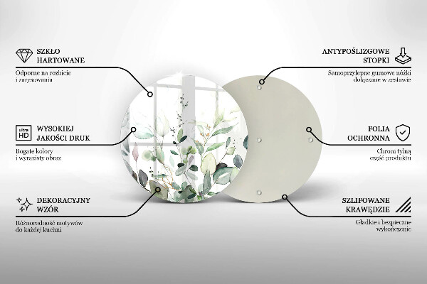 Skärbräda glas unik Akvarellväxter