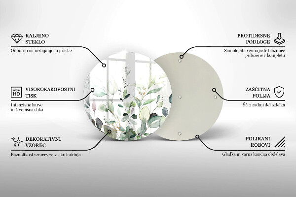 Skärbräda glas unik Akvarellväxter
