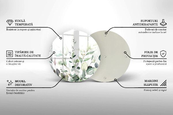 Skärbräda glas unik Akvarellväxter