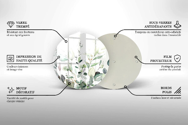 Skärbräda glas unik Akvarellväxter