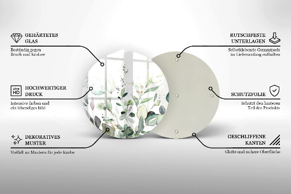 Skärbräda glas unik Akvarellväxter