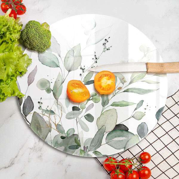 Skärbräda glas unik Akvarellväxter