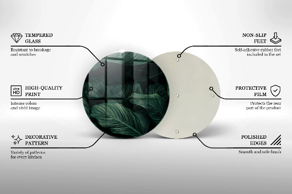 Skärbräda glas unik Mörka löv