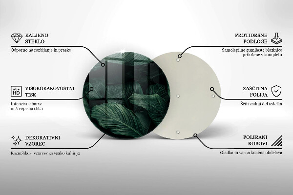 Skärbräda glas unik Mörka löv