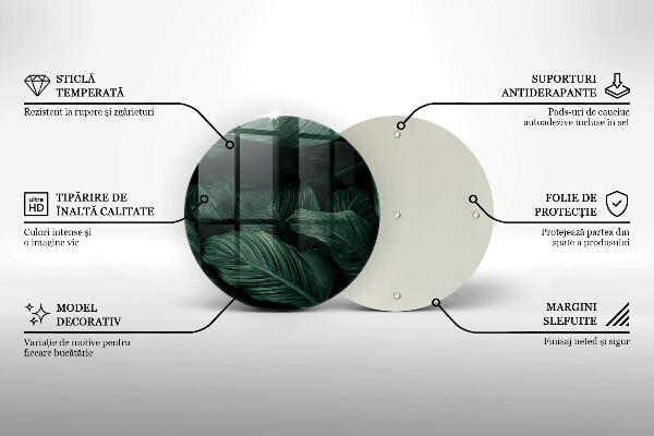 Skärbräda glas unik Mörka löv