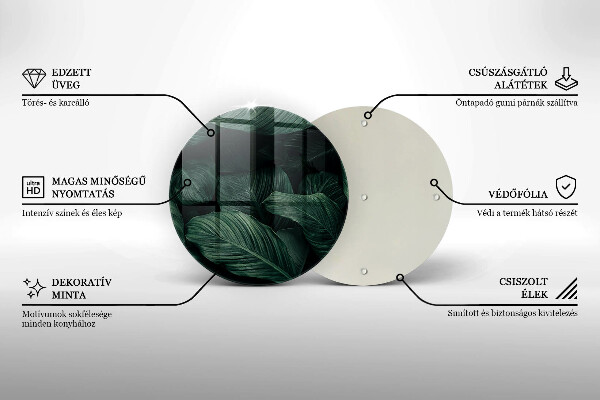 Skärbräda glas unik Mörka löv