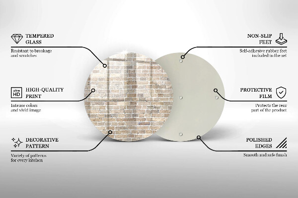 Skärbräda glas unik Ljus tegelvägg