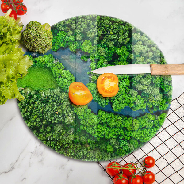 Skärbräda glas unik Skog och flod från ett fågelperspektiv