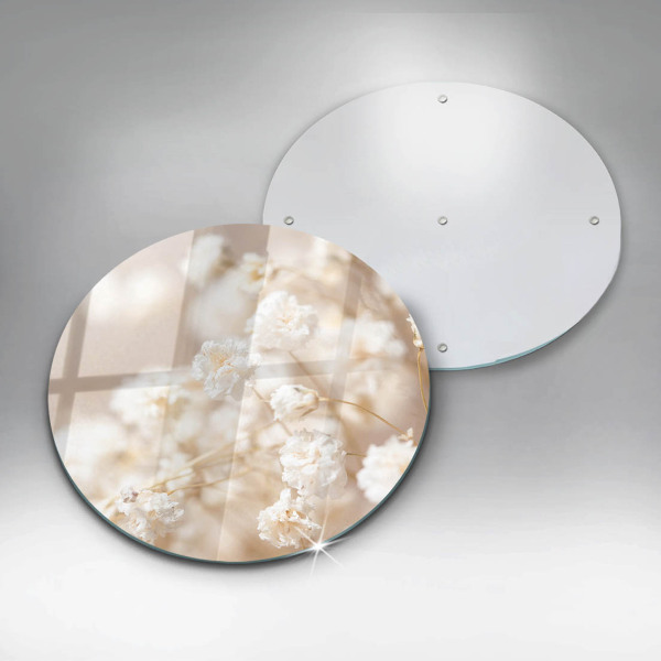 Skärbräda glas unik Fina vita blommor