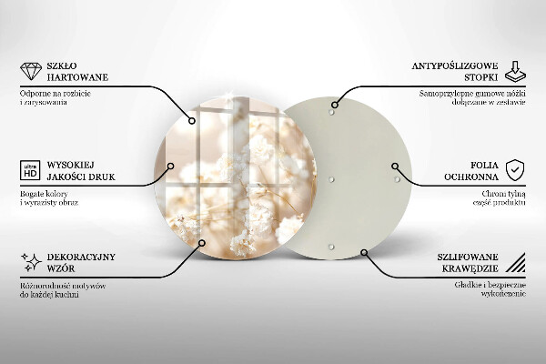 Skärbräda glas unik Fina vita blommor