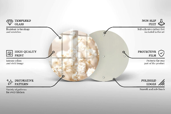 Skärbräda glas unik Fina vita blommor