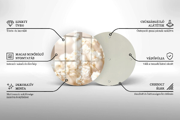 Skärbräda glas unik Fina vita blommor