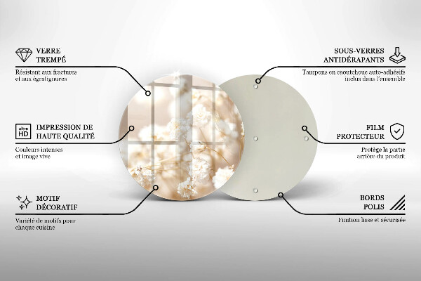 Skärbräda glas unik Fina vita blommor