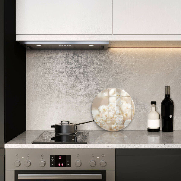 Skärbräda glas unik Fina vita blommor