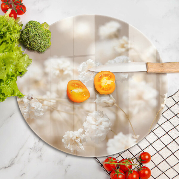 Skärbräda glas unik Fina vita blommor