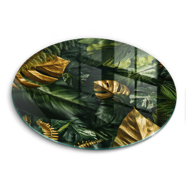 Skärbräda glas unik Gyllene monstera blad