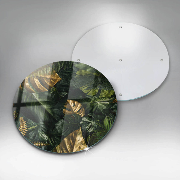 Skärbräda glas unik Gyllene monstera blad