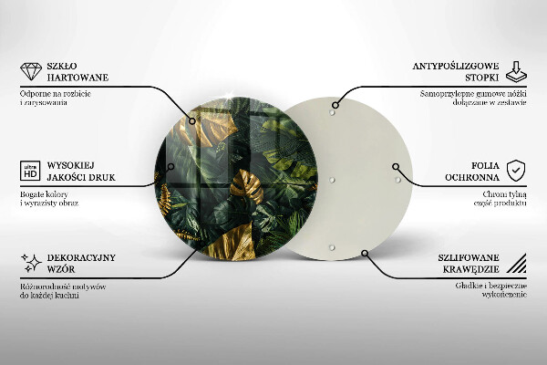 Skärbräda glas unik Gyllene monstera blad
