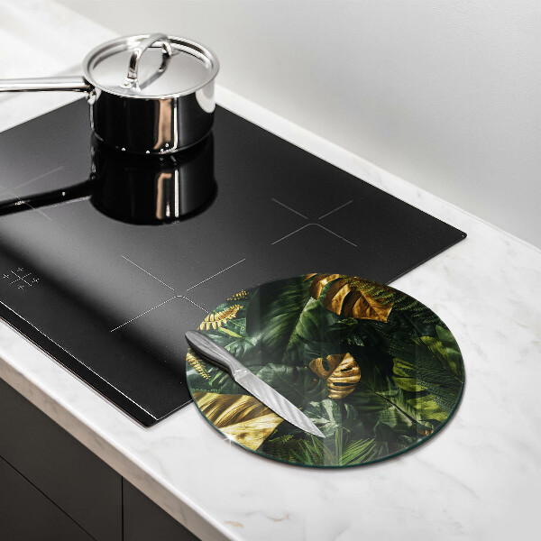 Skärbräda glas unik Gyllene monstera blad