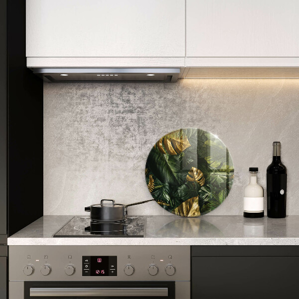 Skärbräda glas unik Gyllene monstera blad