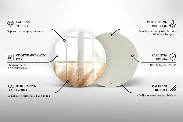 Skärbräda glas unik Pampas gräs