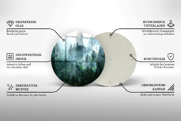 Skärbräda glas unik Skog i dimman