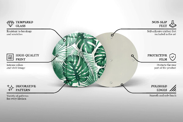 Skärbräda glas unik Monstera lämnar