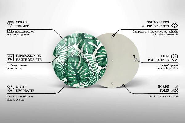 Skärbräda glas unik Monstera lämnar