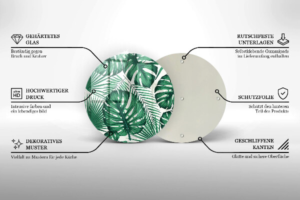 Skärbräda glas unik Monstera lämnar