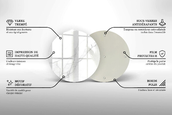 Skärbräda glas unik Delikat vit marmor