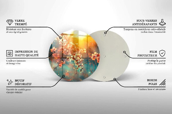 Skärbräda glas unik Äppel blommar i solen