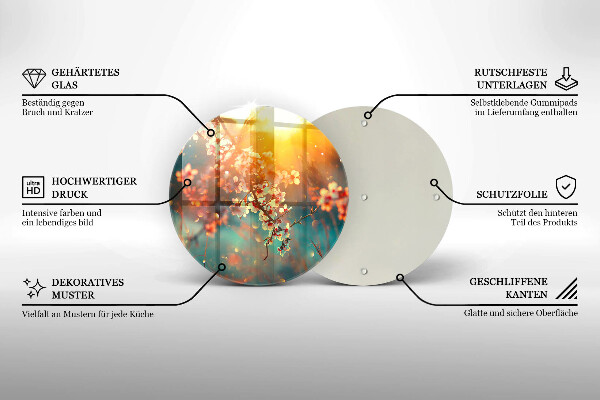 Skärbräda glas unik Äppel blommar i solen