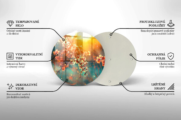 Skärbräda glas unik Äppel blommar i solen