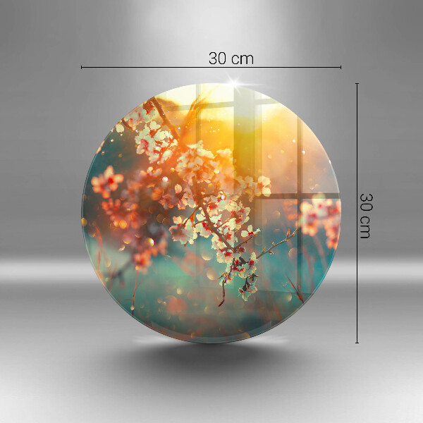 Skärbräda glas unik Äppel blommar i solen