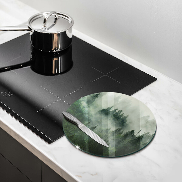 Skärbräda glas unik Dimmigt skogslandskap