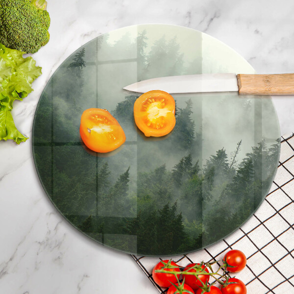 Skärbräda glas unik Dimmigt skogslandskap