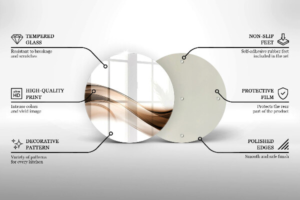 Skärbräda glas unik Abstrakta bruna linjer