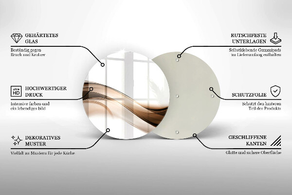 Skärbräda glas unik Abstrakta bruna linjer