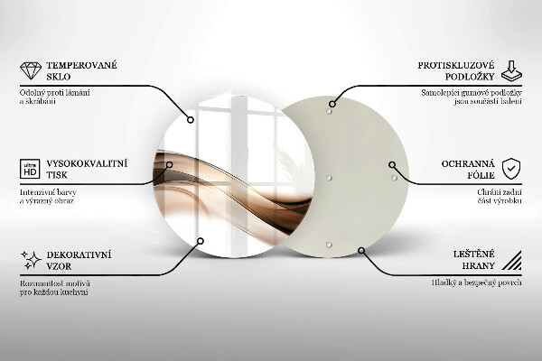 Skärbräda glas unik Abstrakta bruna linjer