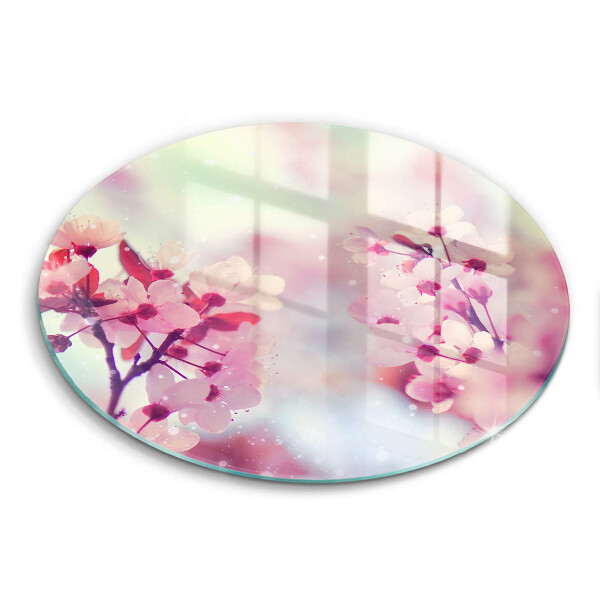 Skärbräda glas unik Vårrosa blommor