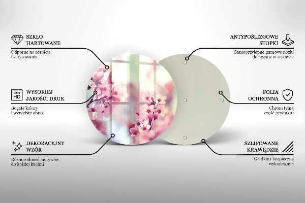 Skärbräda glas unik Vårrosa blommor