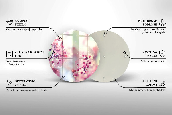 Skärbräda glas unik Vårrosa blommor