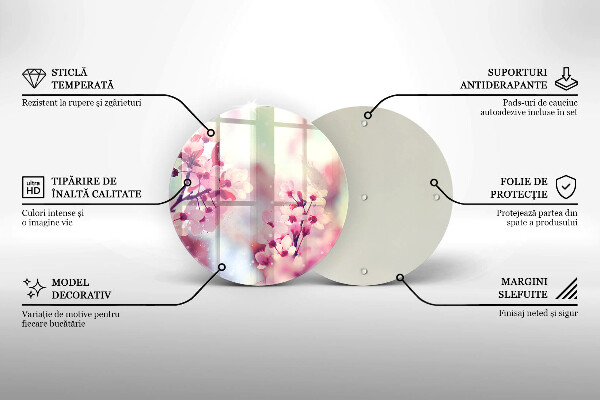 Skärbräda glas unik Vårrosa blommor