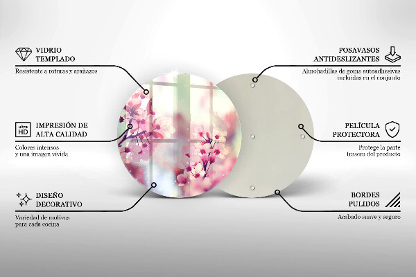 Skärbräda glas unik Vårrosa blommor