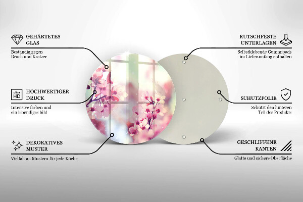 Skärbräda glas unik Vårrosa blommor