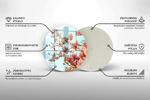 Skärbräda glas unik Rosa blommor träd