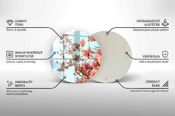 Skärbräda glas unik Rosa blommor träd