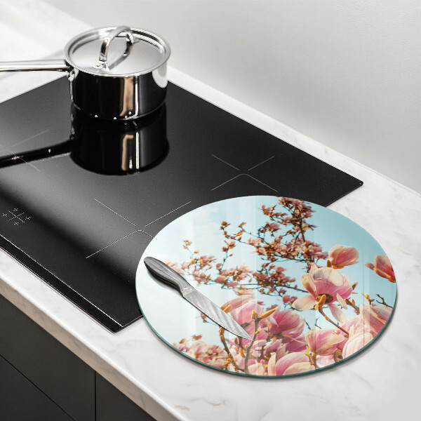 Skärbräda glas unik Rosa blommor träd