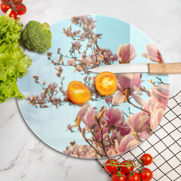 Skärbräda glas unik Rosa blommor träd