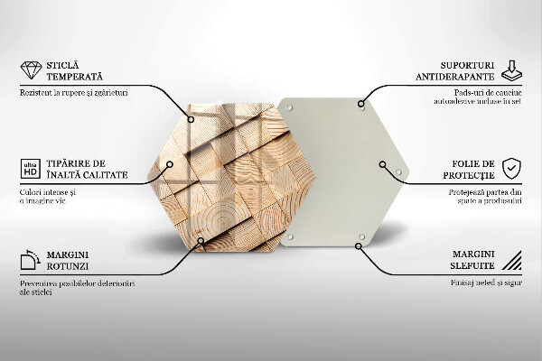 Skärbräda glas sexhörning Trärutor